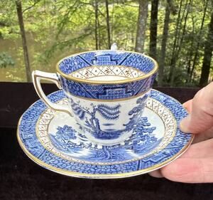 Vintage Booths Real Old Willow Cup & Saucer Gold Trim A8025 EUC!
